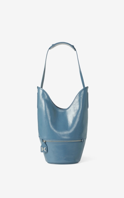 Kenzo Women Kenzo Onda Leather Bucket Bag Blue